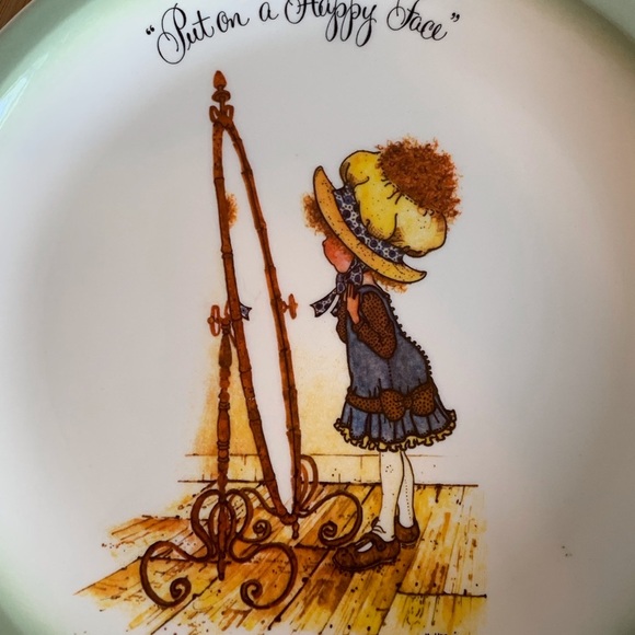 Vintage Green and Brown Ceramic Holly Hobbie Art Plate - Picture 2 of 5